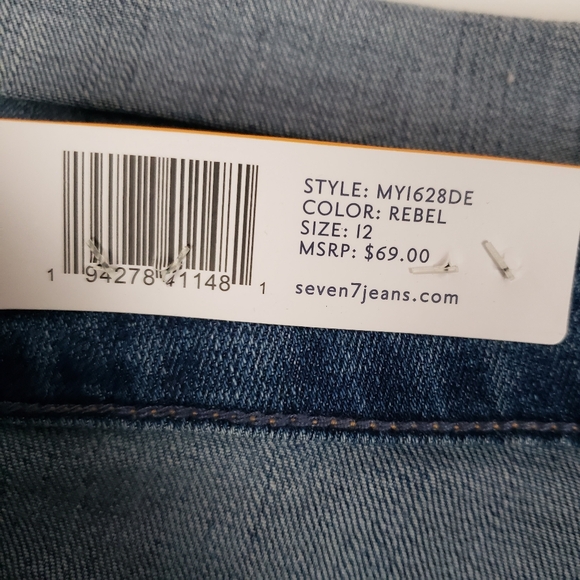 Seven7 Womens Weekend Easy Fit Boyfriend Jeans High Rise Rolled Cuffs Size 12 - Picture 8 of 15